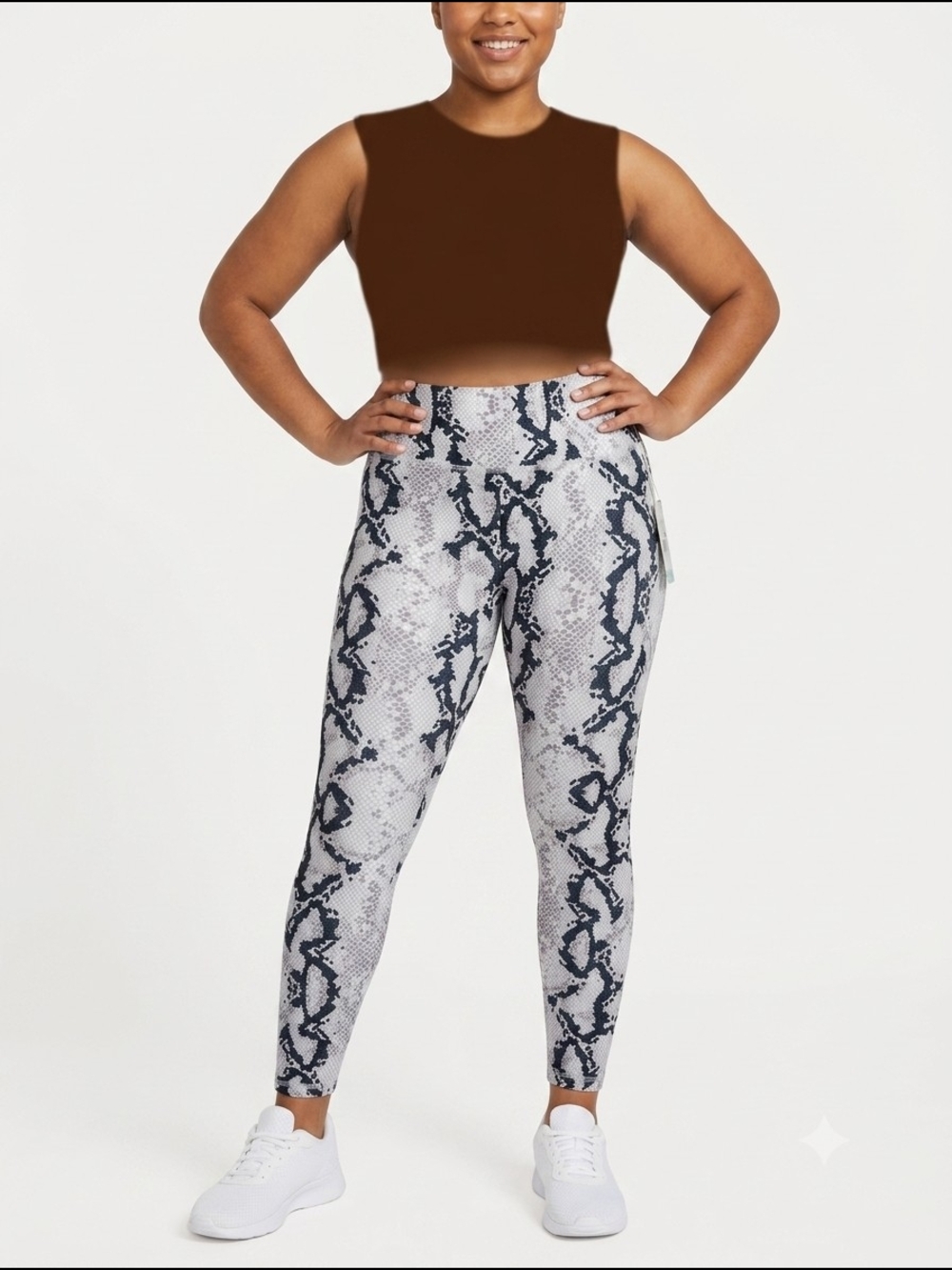 Balance Collection Snake-Print High-Rise Leggings - Black & White